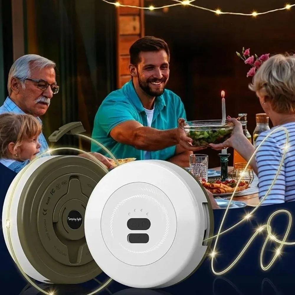 

10m/7m Length Camping String Light Waterproof Warm Light Fairy Lights APP Control Retractable LED Hanging Light Garden Party