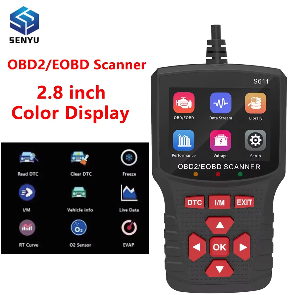S611 OBD EOBD Code Reader Scanner Car Diagnostic Tool Data Stream Clear Fault Code Automotiv Diagnostic Scanning Tool