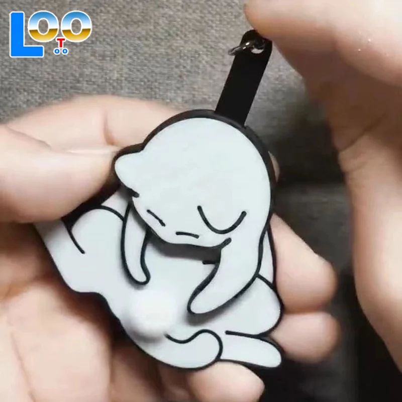 1pcs เล่นดึงไข่แมวพวงกุญแจจี้น่ารักและตลกหมุนได้อะคริลิคกระเป๋าจี้สําหรับผู้หญิงพวงกุญแจกระเป๋าอุปกรณ์เสริม
