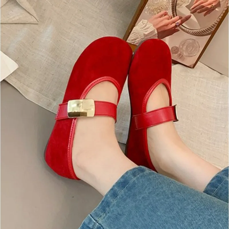 Shallow Mouthed Flat Sole Single Shoe for Women New Spring Autumn Soft Sole Bean Lolita Shoes Round Toe Retro Mary Jane Shoes
