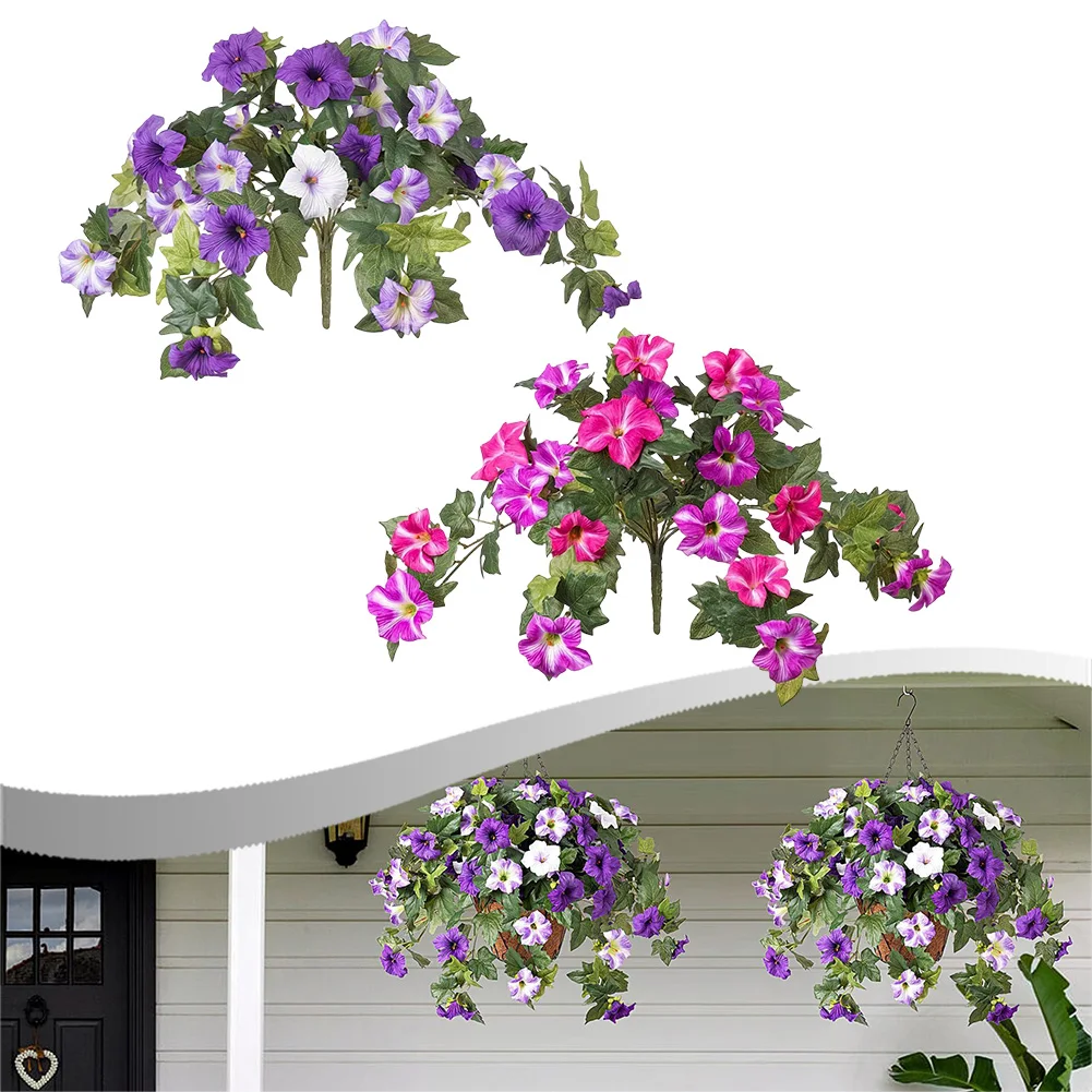

Artificial Morning Glory Eucalyptus Nonfading Rattan Hanging Wall Door Decorate Fake Plants 25.5*15.7in Garden Party Decoration