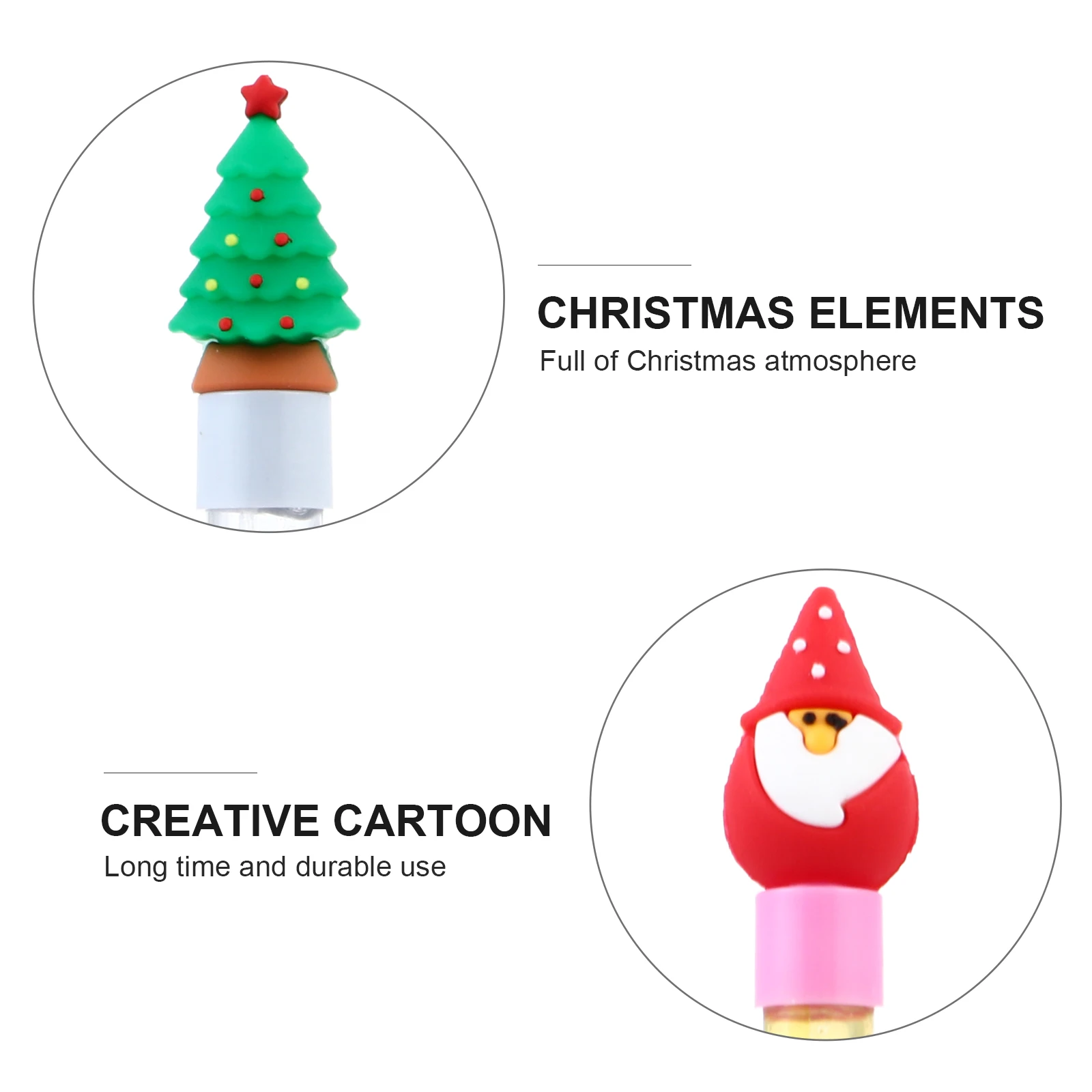 

6 Pcs Christmas Gel Pen Ink Festival Plastic Cartoon Fountain Xmas Theme Design