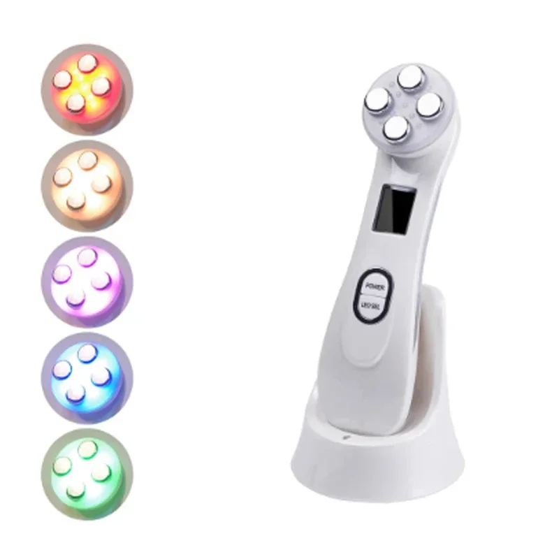 Radiofrequência Facial LED Photon Beleza Dispositivo, Cuidados Com A Pele Máquina, Rosto, Remoção De Rugas, Levantamento, Apertar, 5 Cores, RF