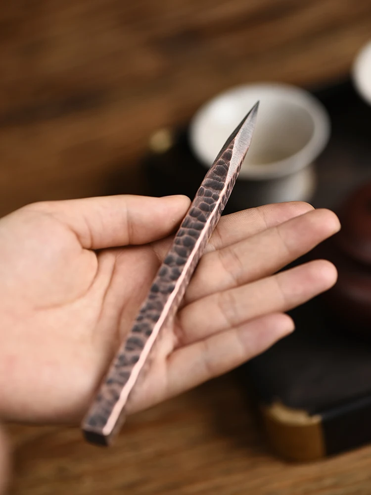 Handmade Copper Tea Knife Puer Tea Needle Chinese Kung Fu Tea Cone Puer Tea Knife Green Tea Ceremony Prying Handmade Teaware