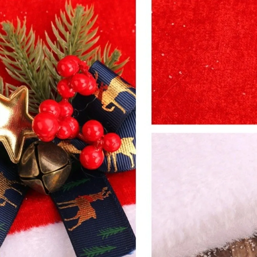 

Comfortable Bow Christmas Hat Flower Snowflake Santa Claus Hat Korean Style Beanie Xmas Cap Adult