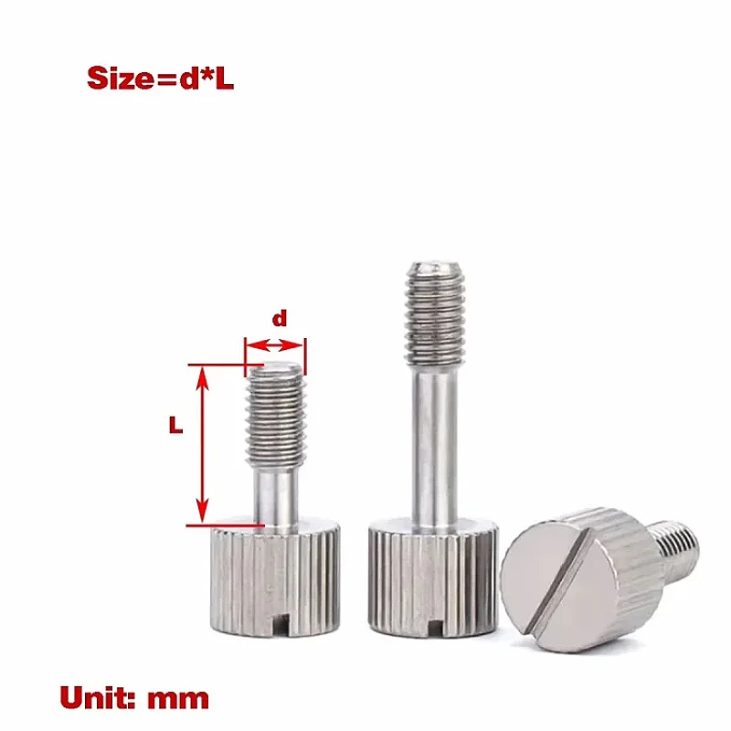 M3 M4 M5 M6 304 Stainless Steel Short Head Slotted Captive Hand Screws Knurled Thumb Anti-loosening Screw Bolt