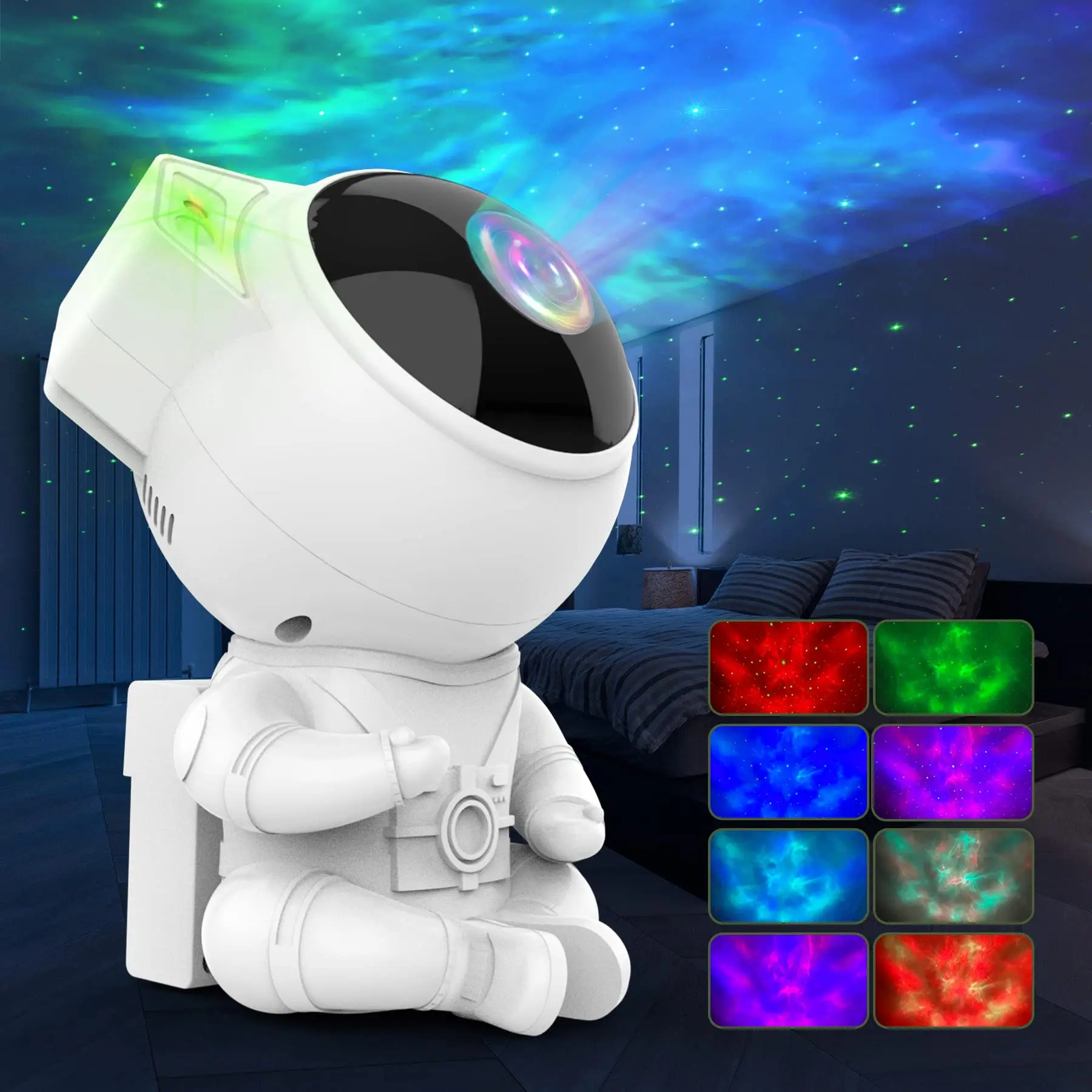 Projetor Astronauta com Nebulosas Coloridas, Space Buddy Projetor, Projetor Estrela, Luz Noturna, Decoração do Quarto, Estética para Crianças e