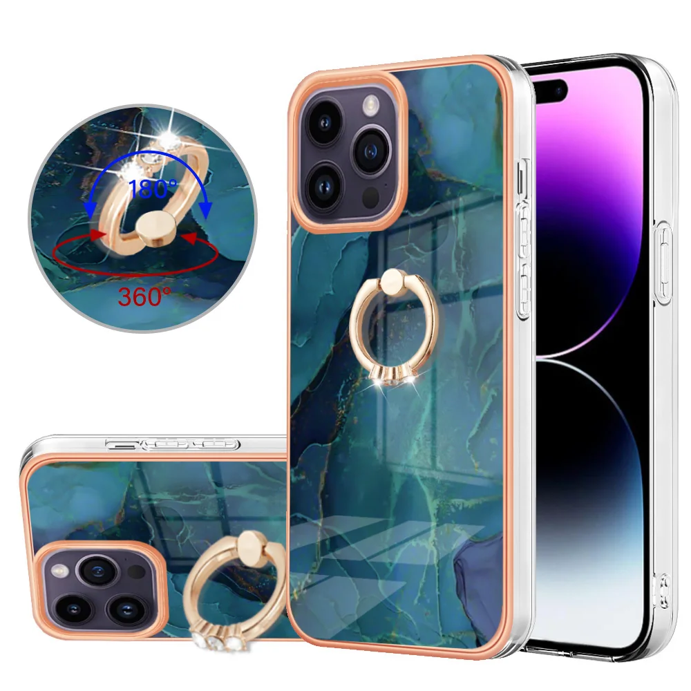 Luxury Marble Ring Holder Phone Case For Google Pixel 9 Pro Pixel 8A Pixel 8  Pro 7A 6A KickStand Anti Fall Protective Cover