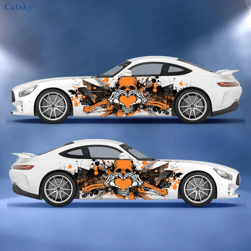 

Skull Heart Splash Car Side Sticker Decoration, PVC Waterproof Scratch Resistant Decal, Car Protection, Auto Accessories Gift
