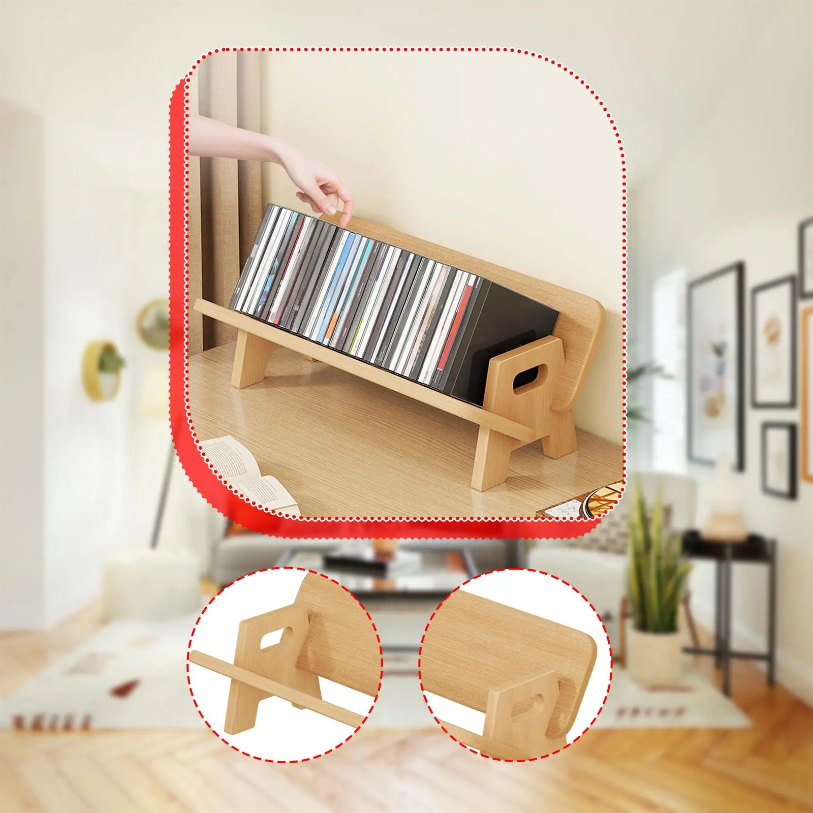 

Desktop Bookshelf Vinyl Record Holder Tilting Bookcase Book Organizer for Office files