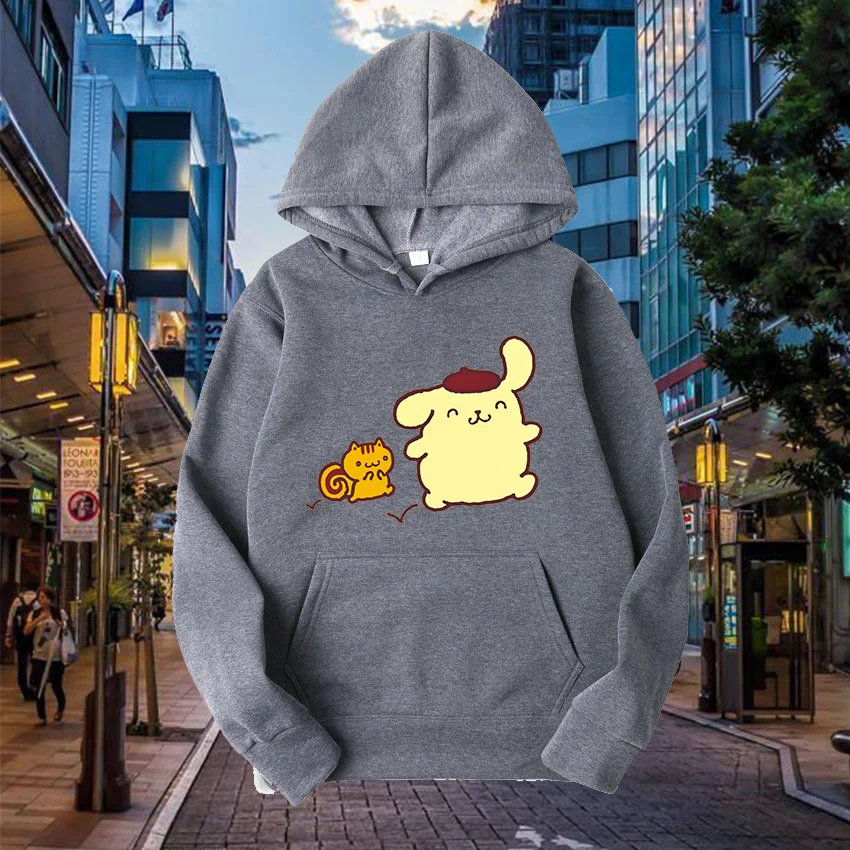 Sanrio Purin Men Women Hoodies Casual Hip Hop Streetwear Long Sleeves Sweatshirts Boys Girls Autumn Tops Coats Sanrio Keroppi