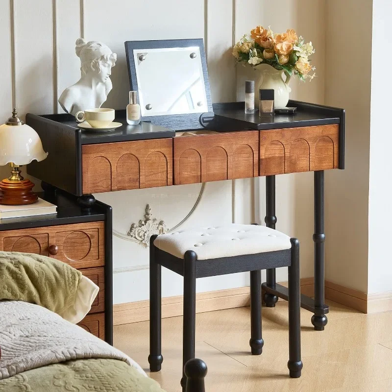 French retro medieval dresser master bedroom 2025 new chest bedroom integrated bedside storage makeup table