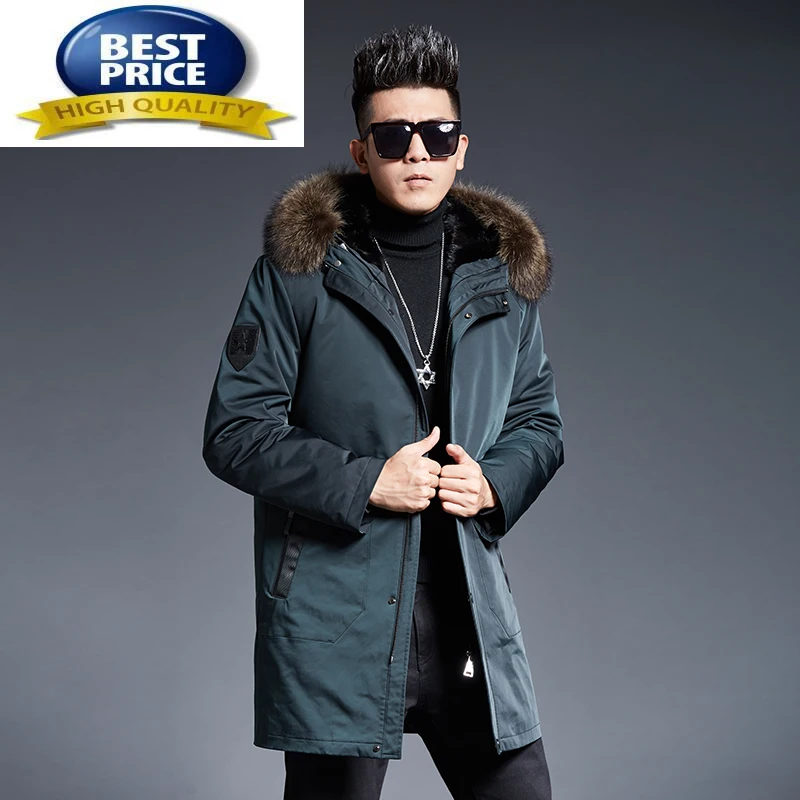 Thick 2023 Warm Mink Fur Liner Parka Men Autumn Winter Hooded Real Raccoon Fur Collar Jacket Male Abrigo Hombre Gxy1282