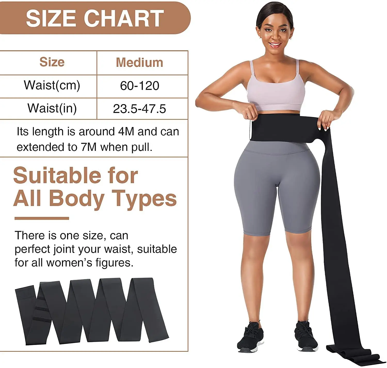 Waist Wrap for Women Snatch Bandage Tummy Sweat Wrap Plus Size Workout Waist Trimmer for Gym Sport Bandage Wrap Body Shaper