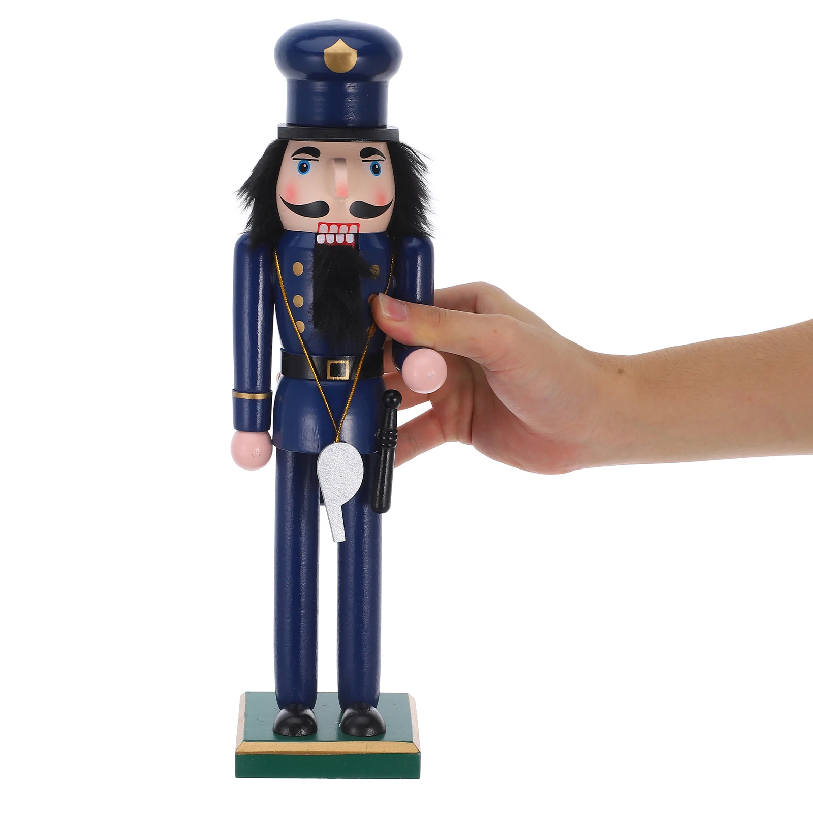 

36Cm Police Ornament Traditional Wooden Figures Holiday Party Tabletop Decor Soldier Figure Christmas Shelf Decorations
