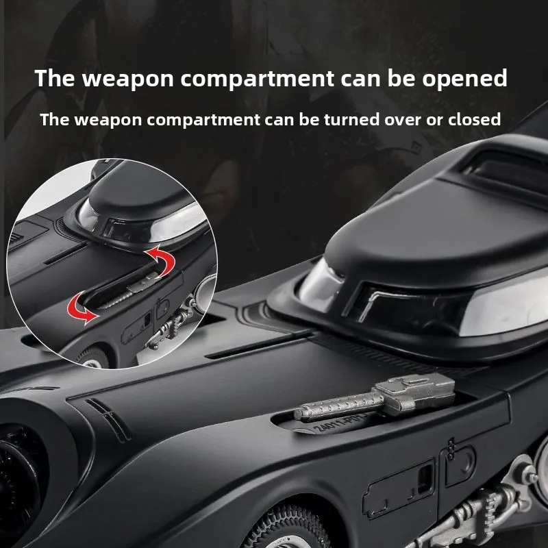 รถแบทโมบิล ปี 1989 รุ่นจำลองโลหะหล่อขึ้นรูป ขนาด 1:24 - มีไฟและเสียง ของเล่นรถสปอร์ตสุดเท่ ของขวัญสำหรับเด็กผู้ชาย