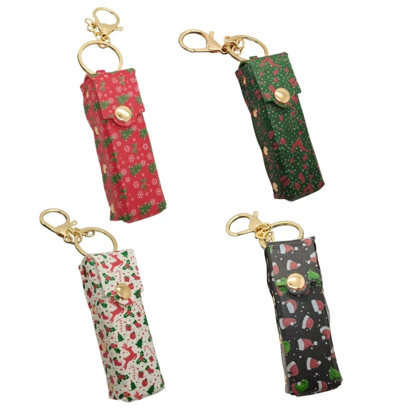 Lipstick Keychain Holder Leather Lipstick Bag Earphone Chapstick Pendant