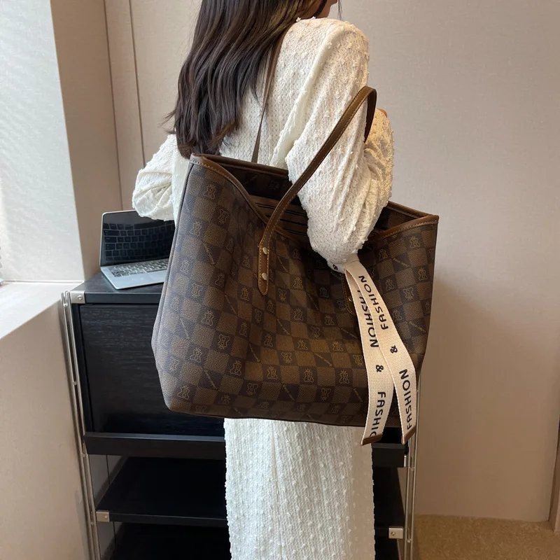 

Early Autumn New Luxury Box Bag Leather PU Stitching Women Large Capacity Tote Bag Work Purse High Quality