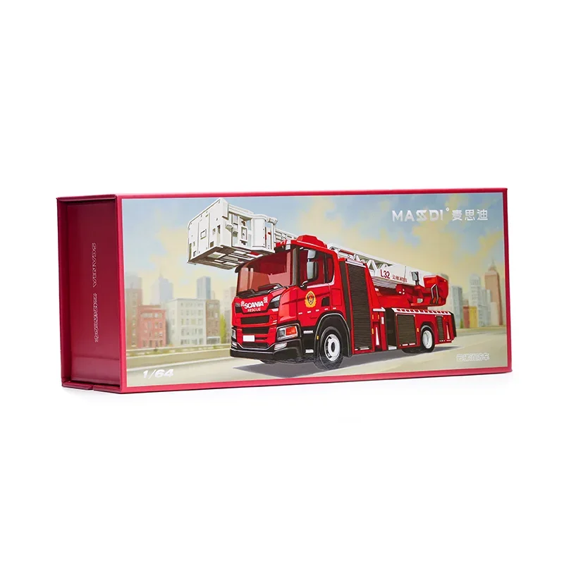 

MASSDI масштаб 1/64 пожарная лестница грузовик сплав модель автомобиля статическая коллекция украшенные праздничные подарки игрушки сувенирный подарок
