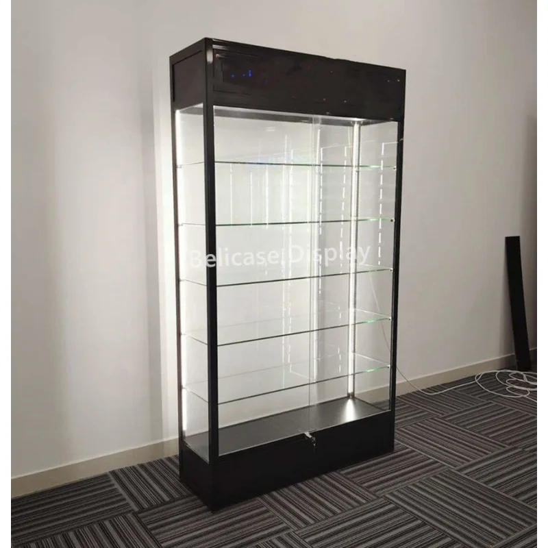 (Customized) modern fashion retail shop display shelf showcase full View wall display aluminum alloy glass display cabinet