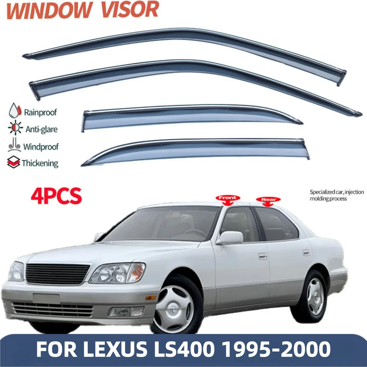Thickening 4Pcs Rainproof Anti-glare Window Visor For Lexus LS460 LS430 1995-2000 Rain Guard Deflector Windshield Rain Eyebrow