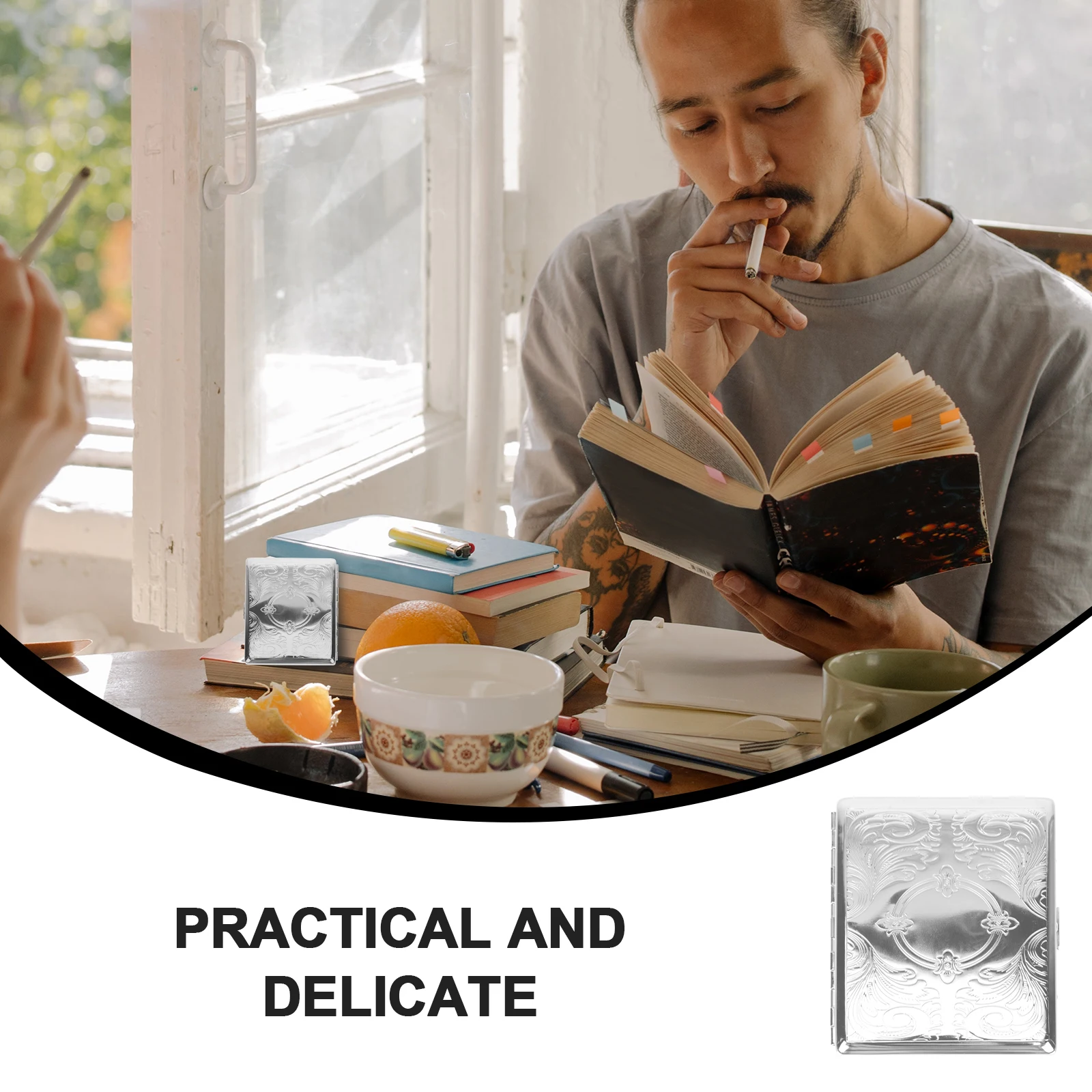 

1pc Stainless Steel Cigarette Case Retro Automatic Opening Waterproof Portable Cigarette Storage Holder Protective Cover For All