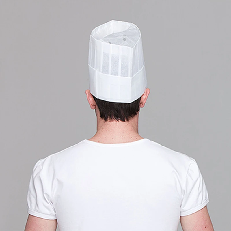 20 Pcs Disposable Chef Hat Catering Hotel Kitchen Hats Restaurant Men Cook Non-Woven Cap Bakery Waiter Breathable Work Caps