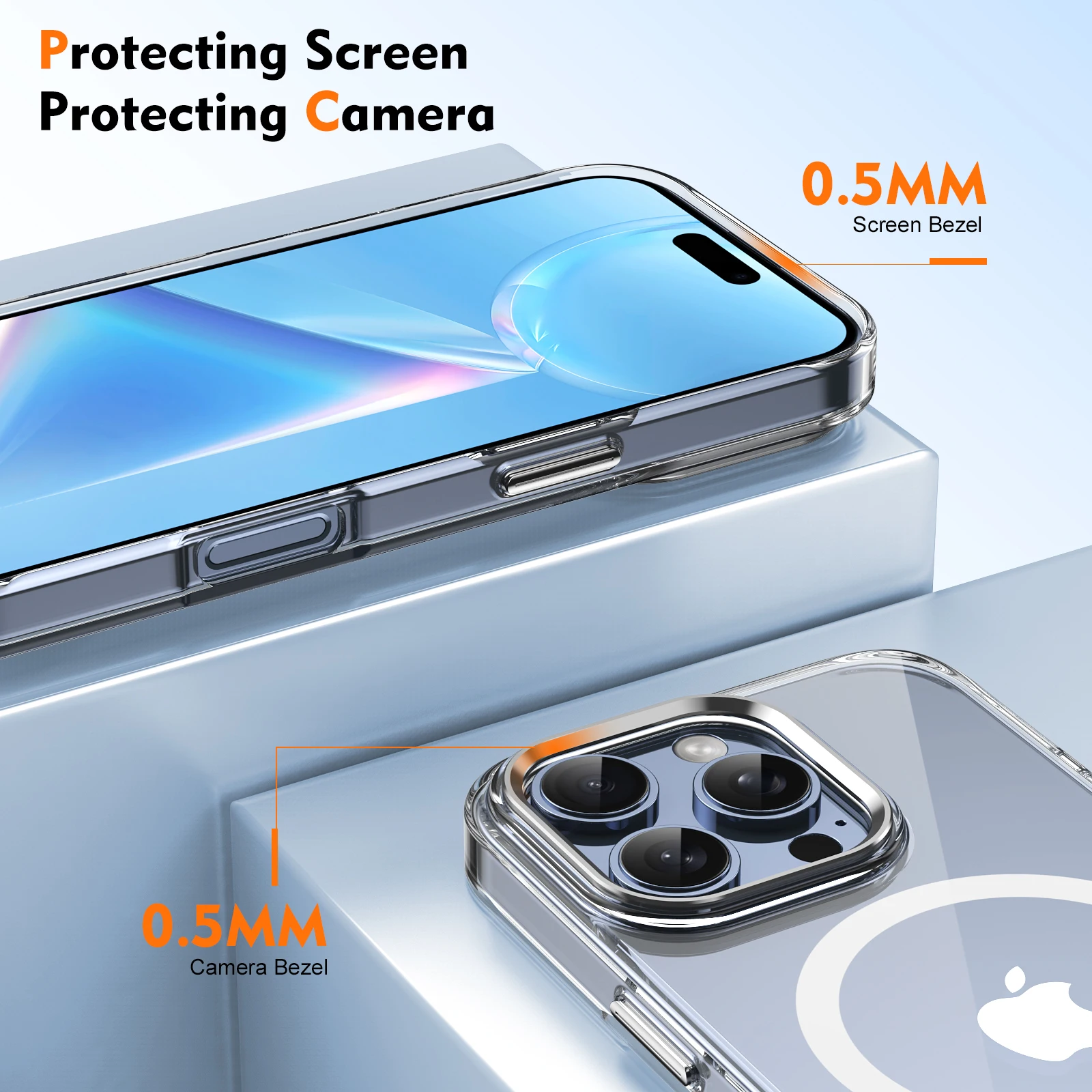 For Apple Iphone 16 Plus Pro Max Original Magnetism Cover Magsafe Case Clear Acrylic Silicon Ice-sensing Magnetic PC Case