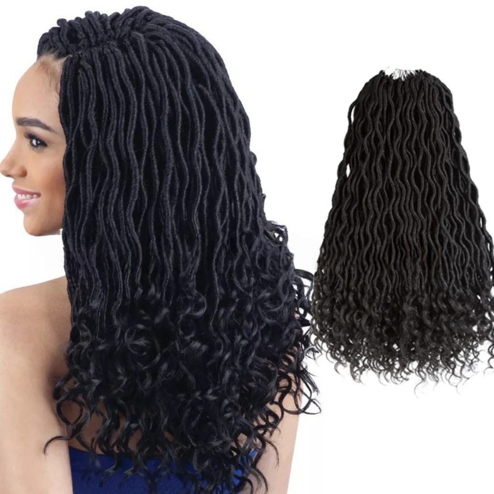 آلهة Locs متموجة كروشيه اصطناعي تجديل الشعر 20 بوصة متموجة الكروشيه تجديل الشعر أومبير كروشيه اصطناعي تجديل الألياف الشعر