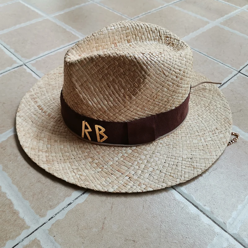 Soon ! 4/22 LIKE RB Straw Sun Hat with Gold Chain Accent! Chain Strap Fedora Hat • Ruslan Baginskiy Hats & Accessories  main image 4