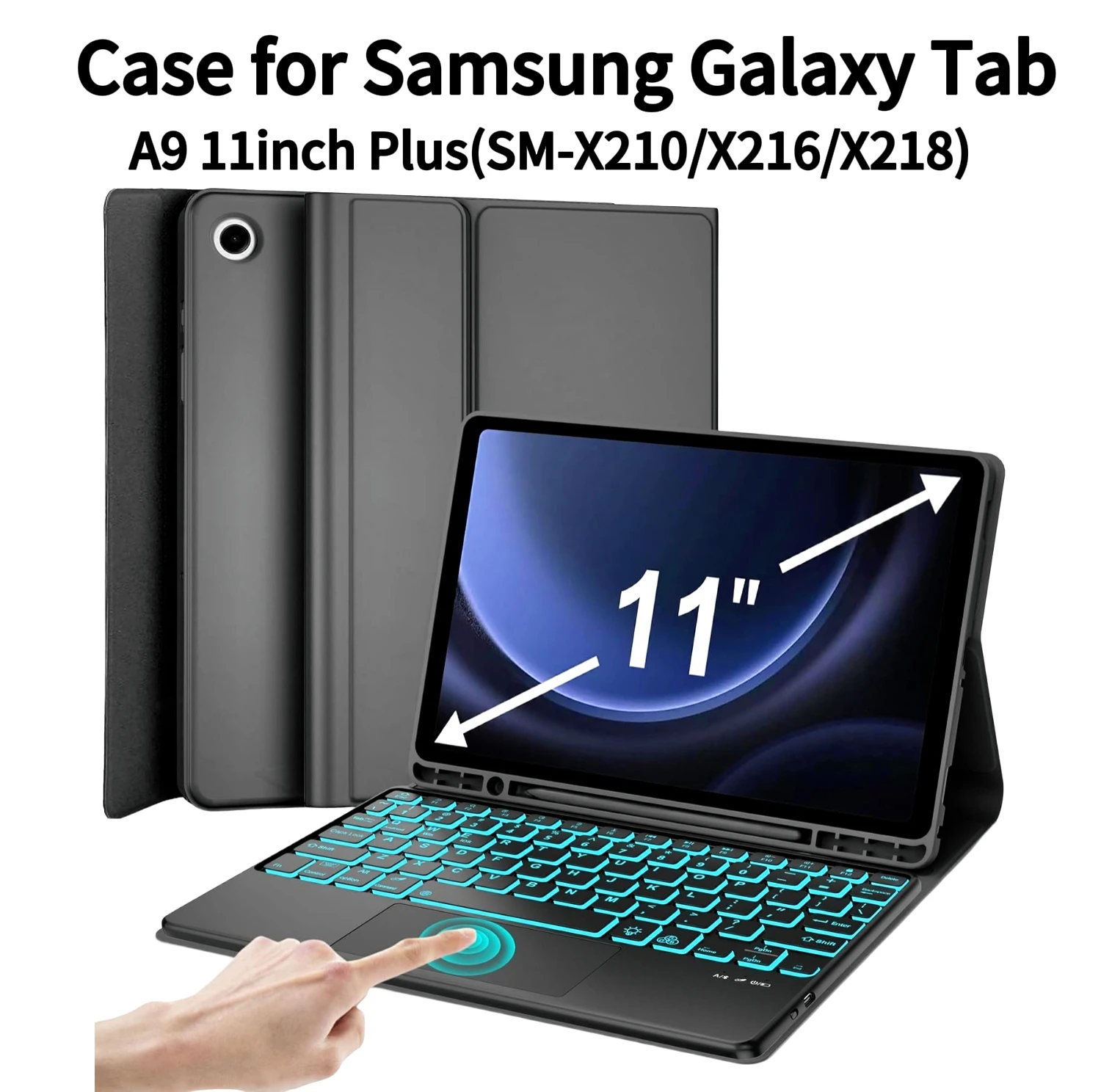 

Чехол для Samsung Galaxy Tab A9 Plus 11-дюймовый съемный чехол с Bluetooth-клавиатурой для Samsung Tab A9 + (модель: SM-X210/X216/X218)