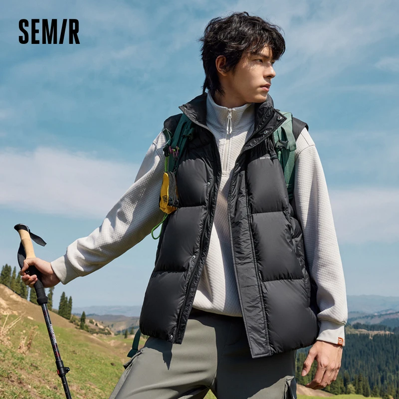 Semir Vest Men 2023 Winter New Waterproof Anti-fouling Oil-proof Thermal Storage Warm Down Jacket Fashionable Loose Top