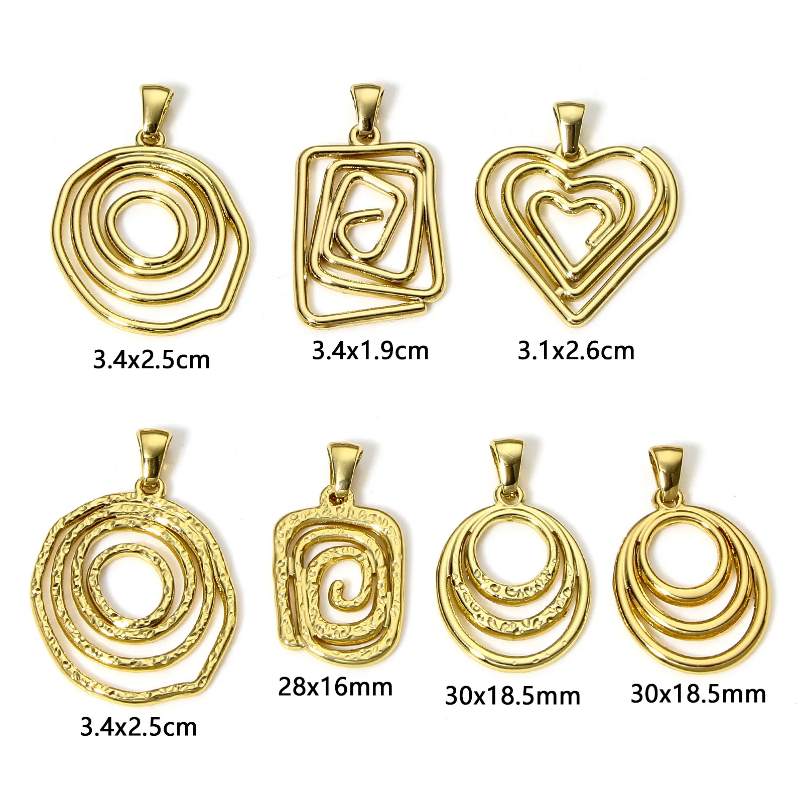 1pc 304 Stainless Steel Charms Gold Color Irregular Round Heart Hollow Pendant DIY Necklace Earrings For Women Jewelry Findings