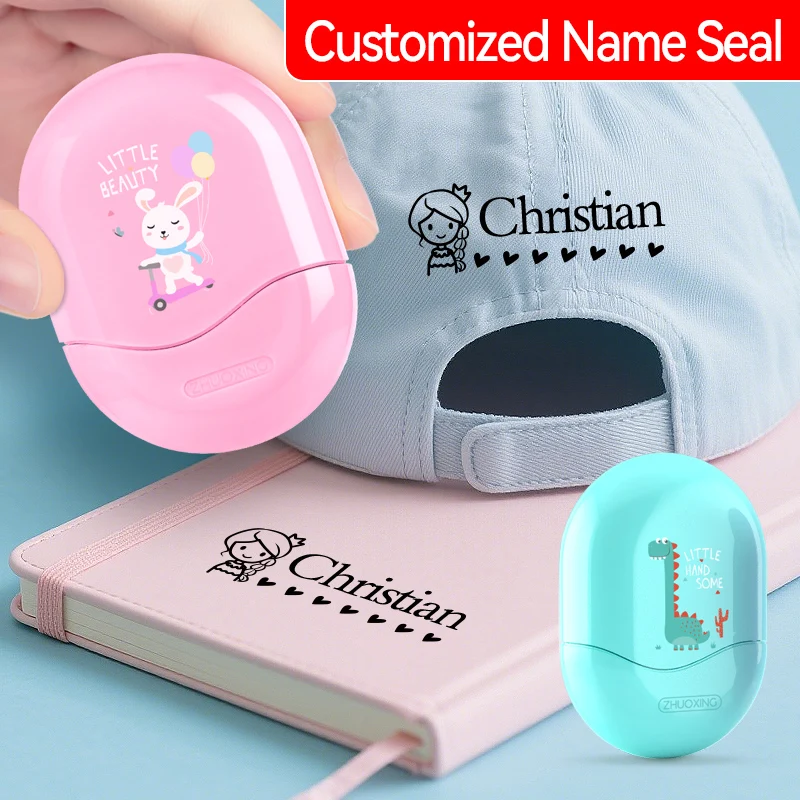 

Персонализированный штамп с именем ребенка на заказ - водонепроницаемая чернильная печать для школьных путешествий, детского сада, прочная невыцветающая игрушка в подарок