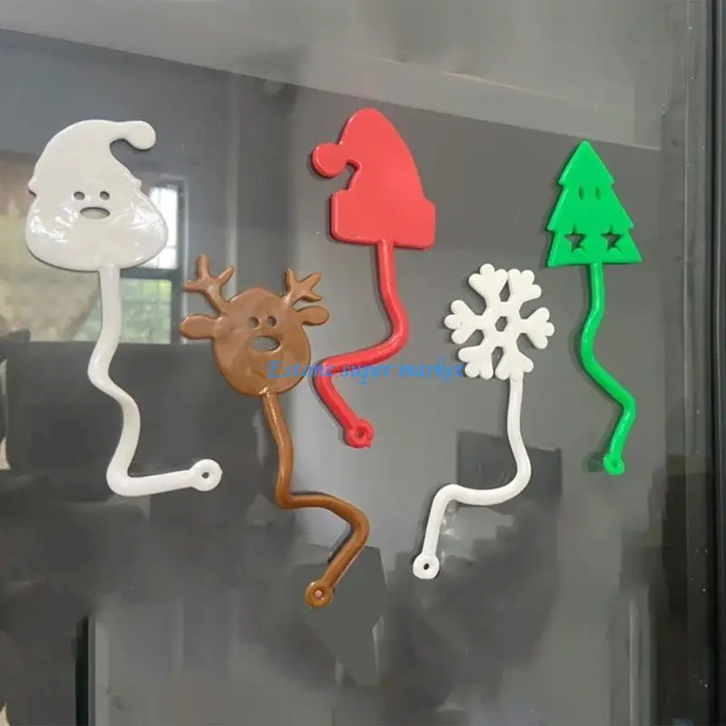 090B 15Pcs Christmas Snowflake Reindeer Wall Stretchy Sticky Hand Toy for Kids Party
