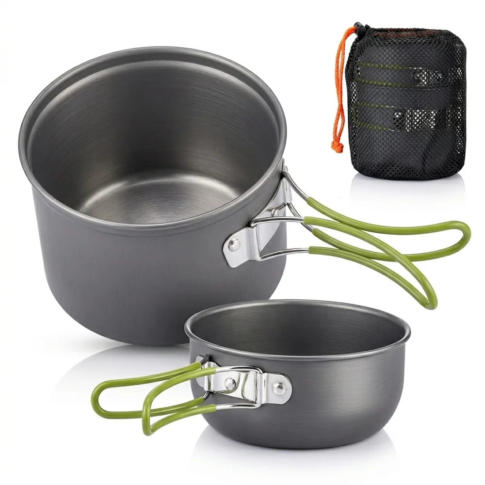 Stylish Stylish Portable Outdoor Camping Cookware Set Non Stick Foldable Picnic Cooking Pots Pans Hiking Mess Kit Gear - Aliexpress Deal