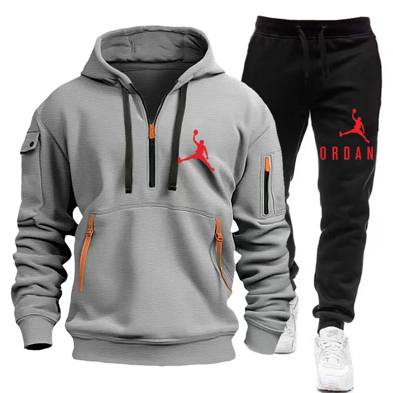 2024 New Casual Zipper Hoodie+Sports Pants Set, Spring and Autumn Leisure Fitness Jogging High Quality Sports Clothing Set