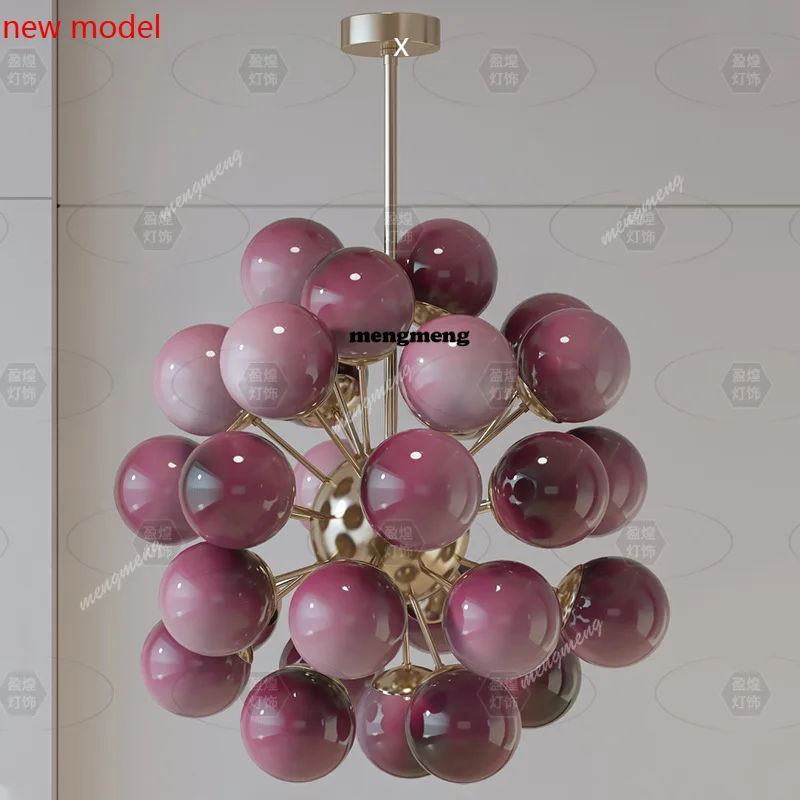 M138Purple Sphere Chandelier Living Room Dining Room Creative Art Lighting Bedroom Chandelier