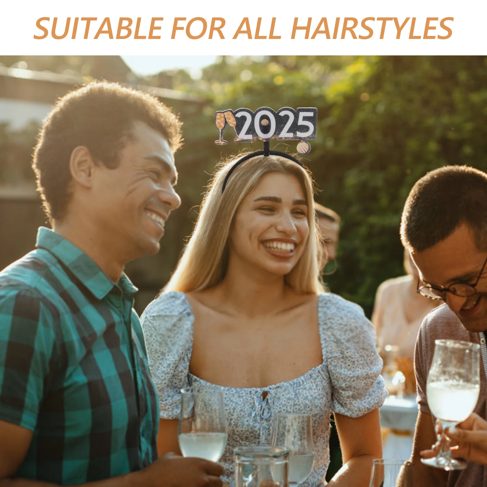 

2025 Happy New Year Headband Glitter Tiara Hair Hoop Party Supplies Comfortable Reusable New Years Eve Accessories