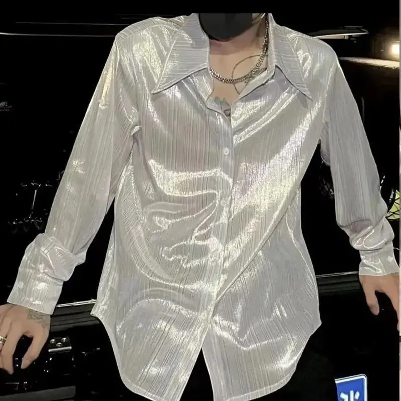 

Мужская рубашка с длинным рукавом, весна-лето 2026, Новое поступление, молодежный модный минималистичный свободный повседневный топ для мужчин ​