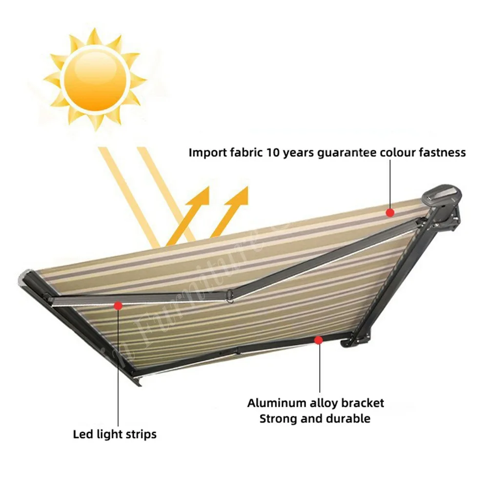 Wifi APP Smart Home Sunshade Rainproof Outdoor Electric Motorized Control Retractable Awning Wind Rain Weather Sensor Balcony UV