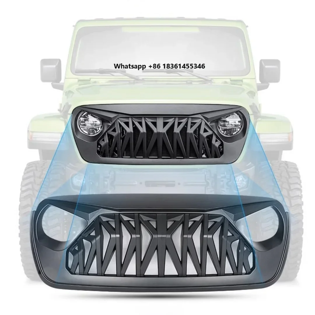 

For Wrangler JL Renegade 1st 07-23 modified With light Grille Front bumper net Radiator Body kit Car Accessories LED Grill