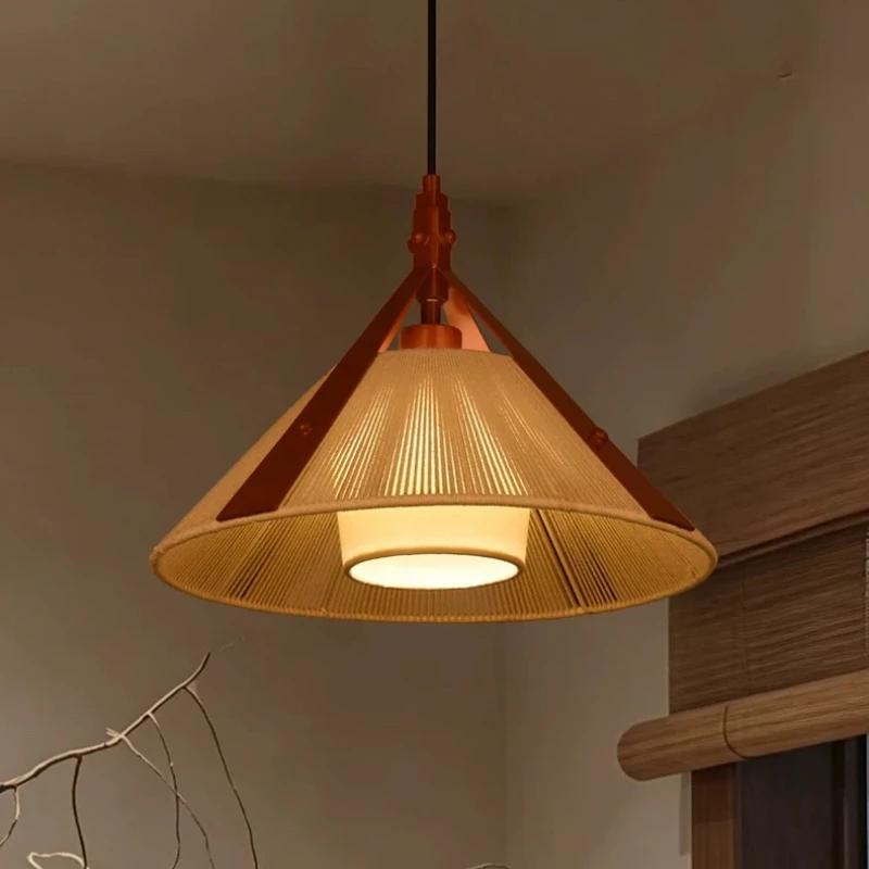 Medieval Vintage Hemp Rope Weaving Pendant Lights Designer Creative Hanging Lamps Living Room Bedroom