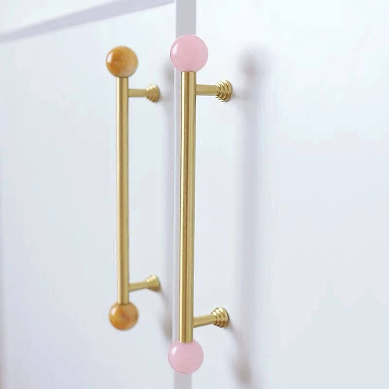 Natural Marble/ Crystal + Brass Kitchen Cabinet Pulls Cupboard Wardrobe Door Pull Drawer Crystal Knobs And Furniture Handles
