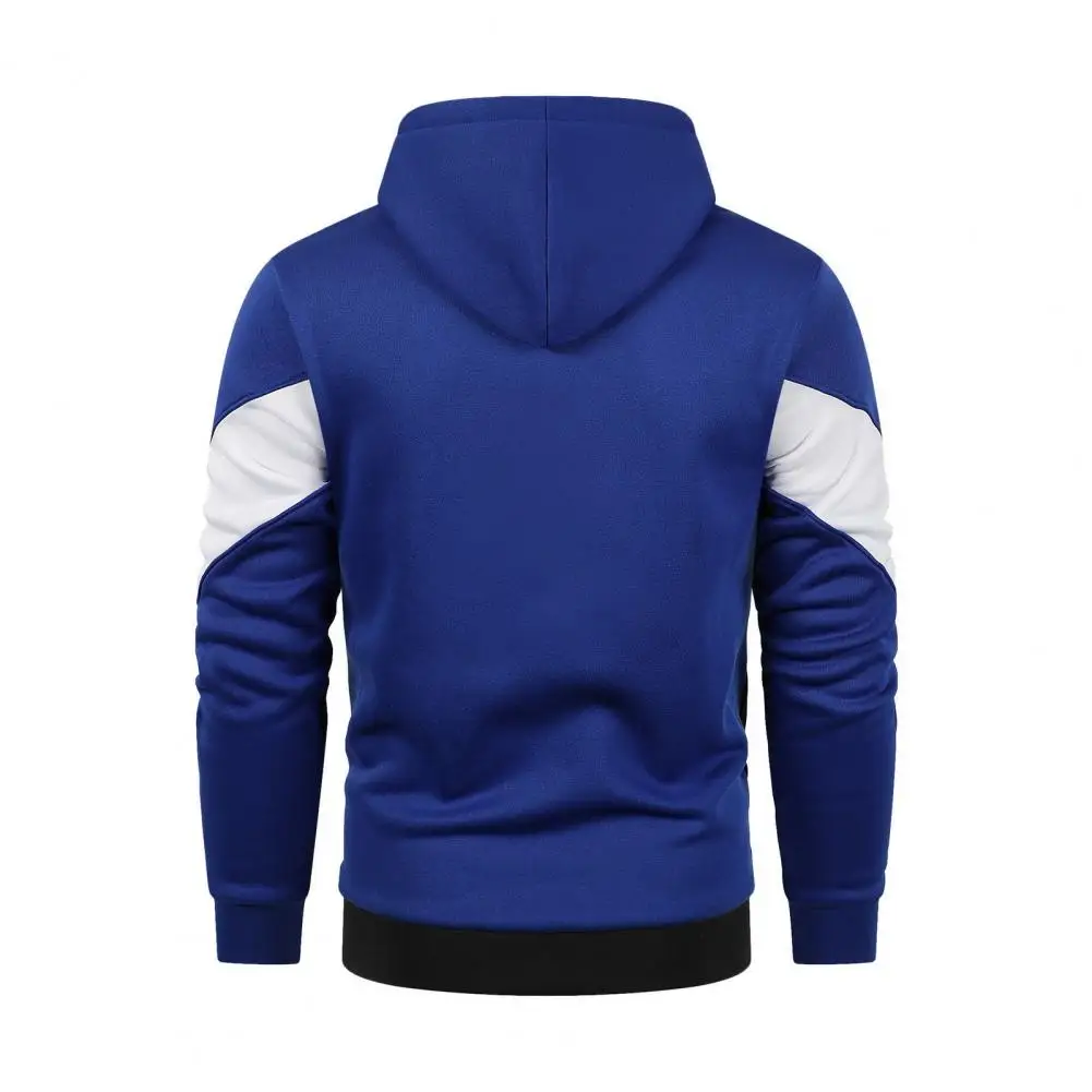 

Casual Zip-up Hoodie Color-block Hoodie Men's Colorblock Zipper Hoodie with Drawstring Elastic Cuff Sporty Daily Wear for Autumn