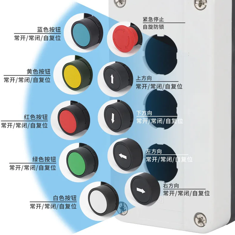 Push Button Switch Control Box Self-recovery Waterproof Button Switch Emergency Start Stop Industrial Hand-held 3 4 5 Hole Box