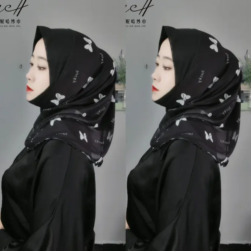 Black Two Layers 2024 Headscarf Instant Muslim Hijabi