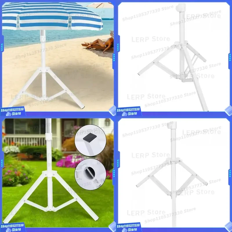 Portable 3ft Mini Metal Steel Beach Umbrella Base with White Plastic Handle New Design Sun Rain Protection 190T Business