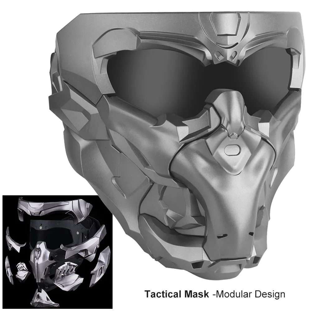 

Tactical Mask Modular Magnetic Adsorption DIY Armour Doomsday Mask Set Adjustable Paintball Airsoft Protective Mask Cosplay Prop