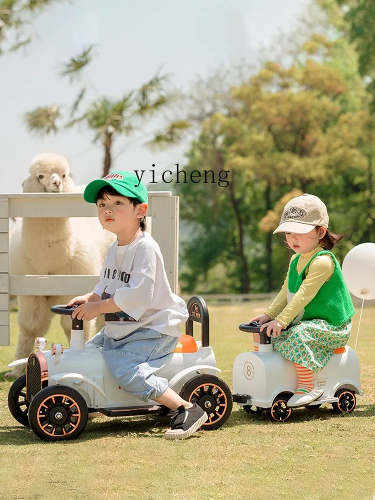 Tqh Train Toy Children's Electric Train Boys and Girls Four-Wheel Car Two-Seat Baby Battery Car